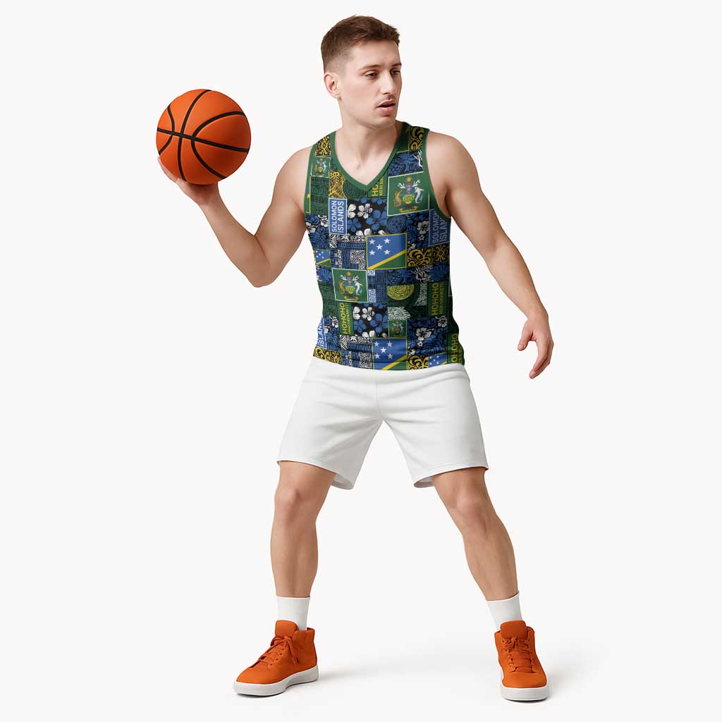 Solomon Islands Meri Kirihimete Basketball Jersey Pacific Patchwork Xmas Vibes LT9 - Polynesian Pride