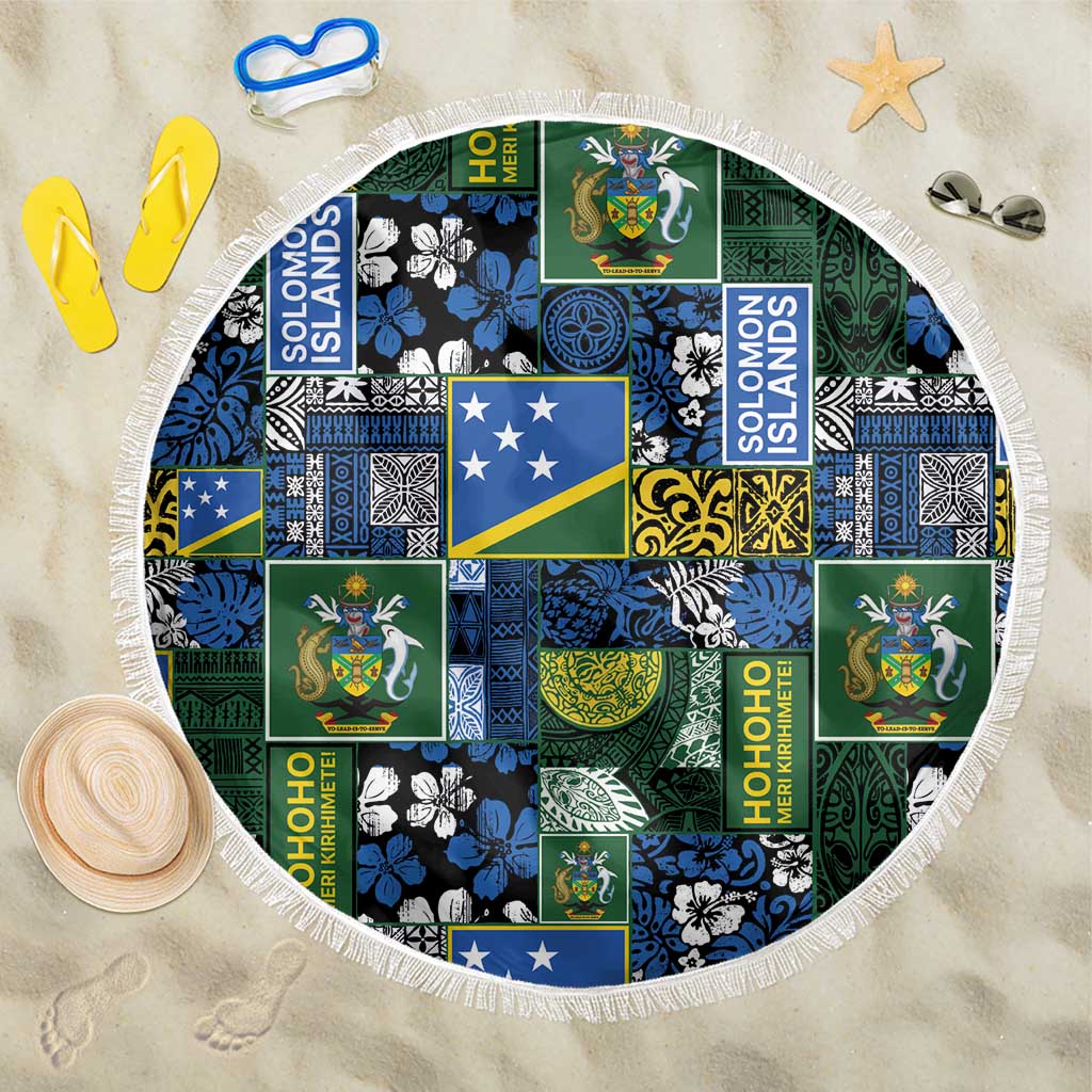 Solomon Islands Meri Kirihimete Beach Blanket Pacific Patchwork Xmas Vibes LT9 One Size 150cm Blue - Polynesian Pride