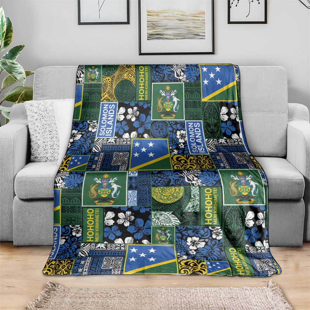 Solomon Islands Meri Kirihimete Blanket Pacific Patchwork Xmas Vibes - Polynesian Pride