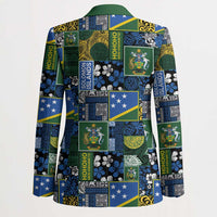 Solomon Islands Meri Kirihimete Blazer Pacific Patchwork Xmas Vibes LT9 - Polynesian Pride