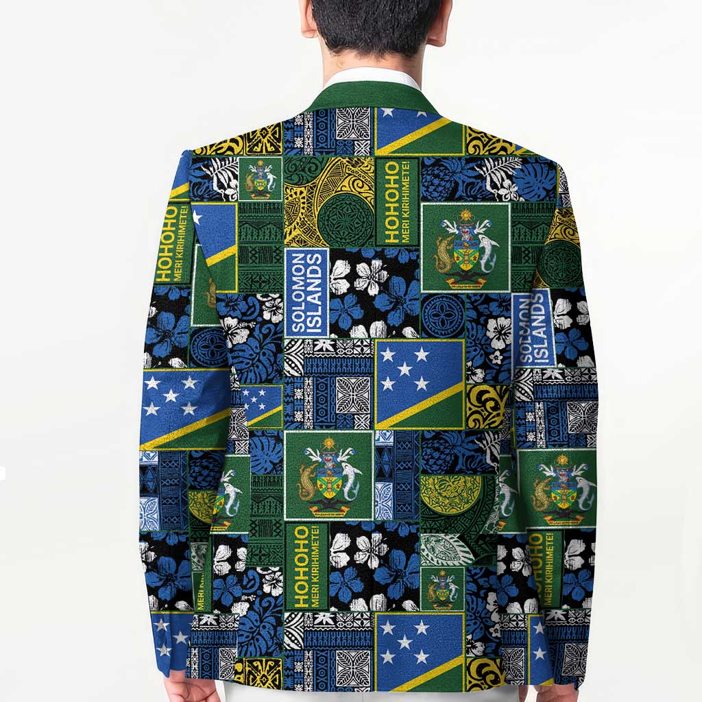 Solomon Islands Meri Kirihimete Blazer Pacific Patchwork Xmas Vibes LT9 - Polynesian Pride