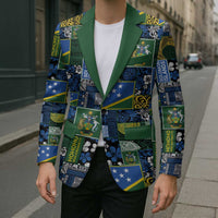Solomon Islands Meri Kirihimete Blazer Pacific Patchwork Xmas Vibes LT9 - Polynesian Pride