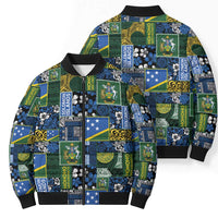 Solomon Islands Meri Kirihimete Bomber Puffer Jacket Pacific Patchwork Xmas Vibes LT9 - Polynesian Pride