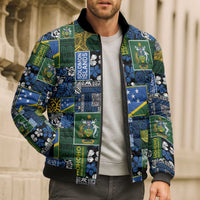 Solomon Islands Meri Kirihimete Bomber Puffer Jacket Pacific Patchwork Xmas Vibes LT9 - Polynesian Pride