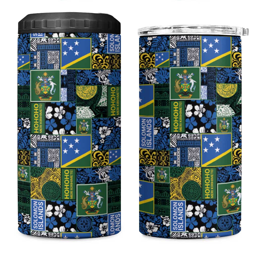 Solomon Islands Meri Kirihimete 4 in 1 Can Cooler Tumbler Pacific Patchwork Xmas Vibes - Polynesian Pride