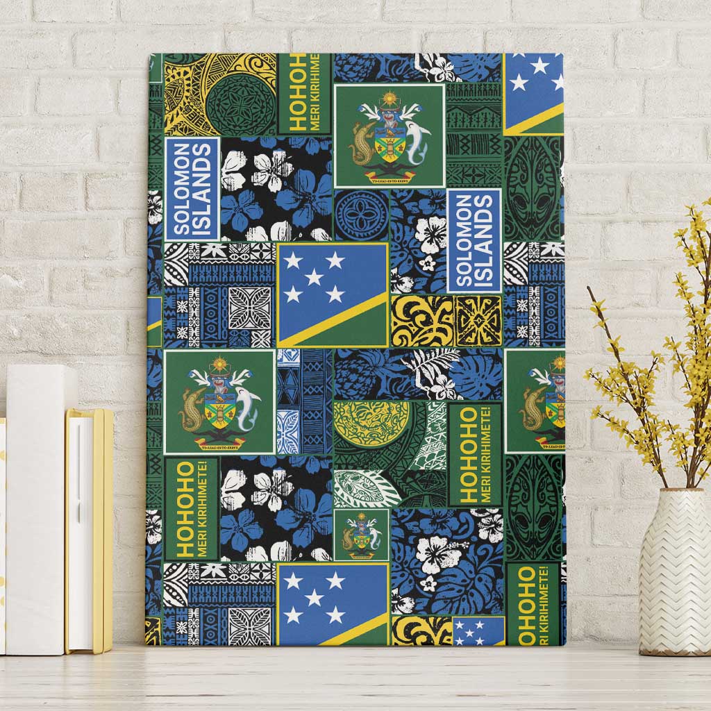 Solomon Islands Meri Kirihimete Canvas Wall Art Pacific Patchwork Xmas Vibes - Polynesian Pride