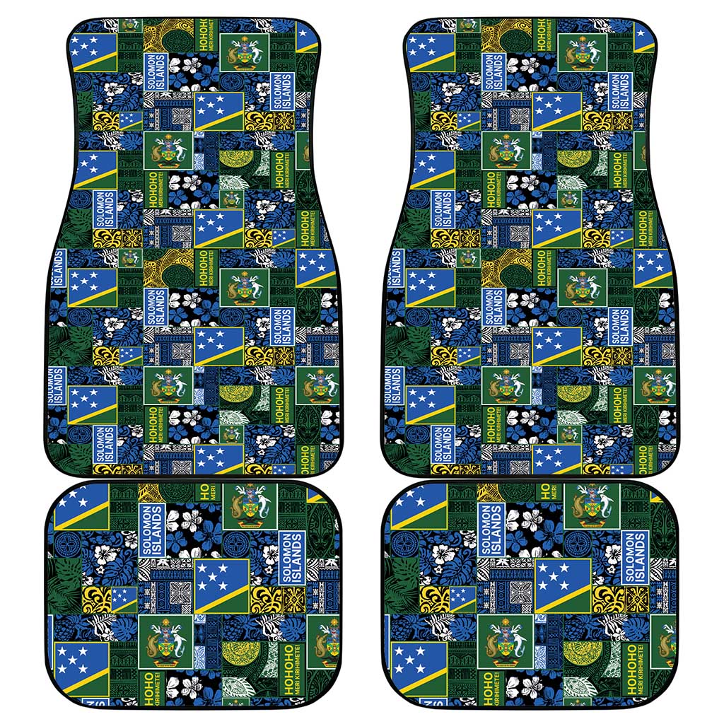 Solomon Islands Meri Kirihimete Car Mats Pacific Patchwork Xmas Vibes - Polynesian Pride