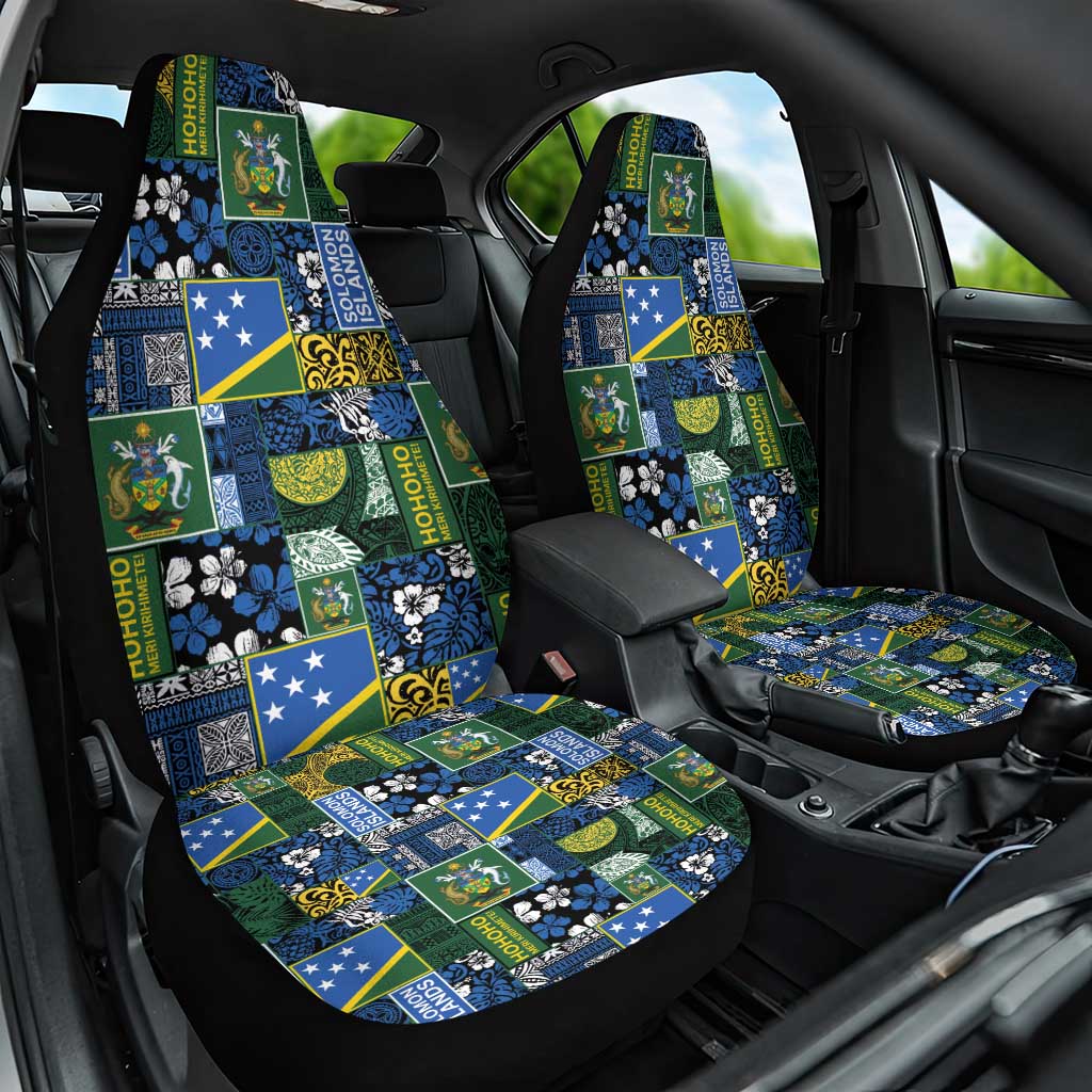 Solomon Islands Meri Kirihimete Car Seat Cover Pacific Patchwork Xmas Vibes - Polynesian Pride