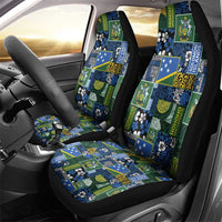 Solomon Islands Meri Kirihimete Car Seat Cover Pacific Patchwork Xmas Vibes - Polynesian Pride