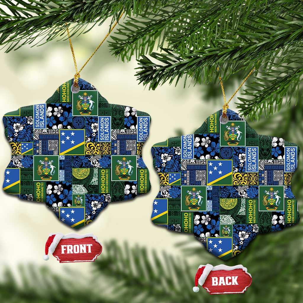 Solomon Islands Meri Kirihimete Ceramic Ornament Pacific Patchwork Xmas Vibes - Polynesian Pride