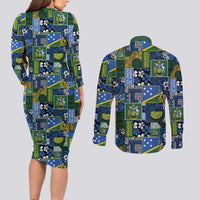 Solomon Islands Meri Kirihimete Couples Matching Long Sleeve Bodycon Dress and Long Sleeve Button Shirt Pacific Patchwork Xmas Vibes LT9 - Polynesian Pride