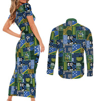 Solomon Islands Meri Kirihimete Couples Matching Short Sleeve Bodycon Dress and Long Sleeve Button Shirt Pacific Patchwork Xmas Vibes LT9 - Polynesian Pride