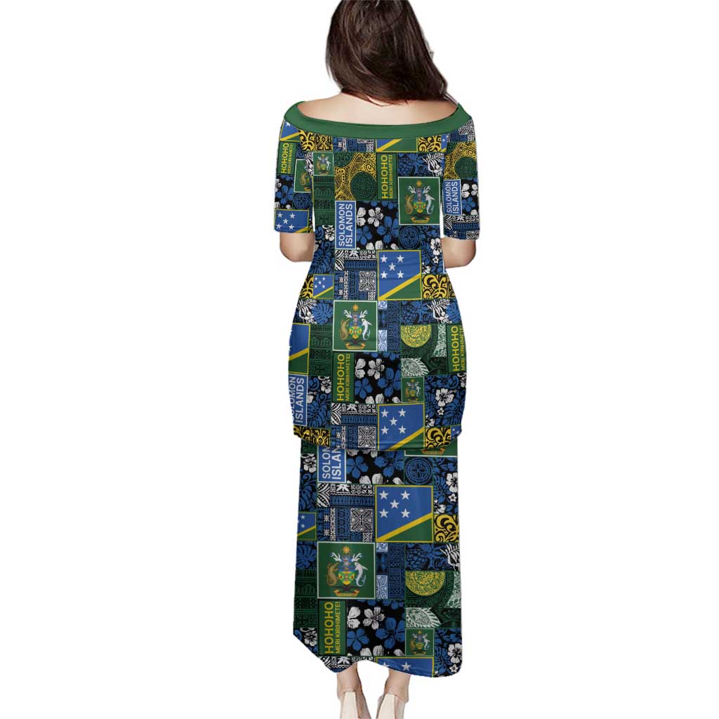 Solomon Islands Meri Kirihimete Family Matching Puletasi and Hawaiian Shirt Pacific Patchwork Xmas Vibes - Polynesian Pride