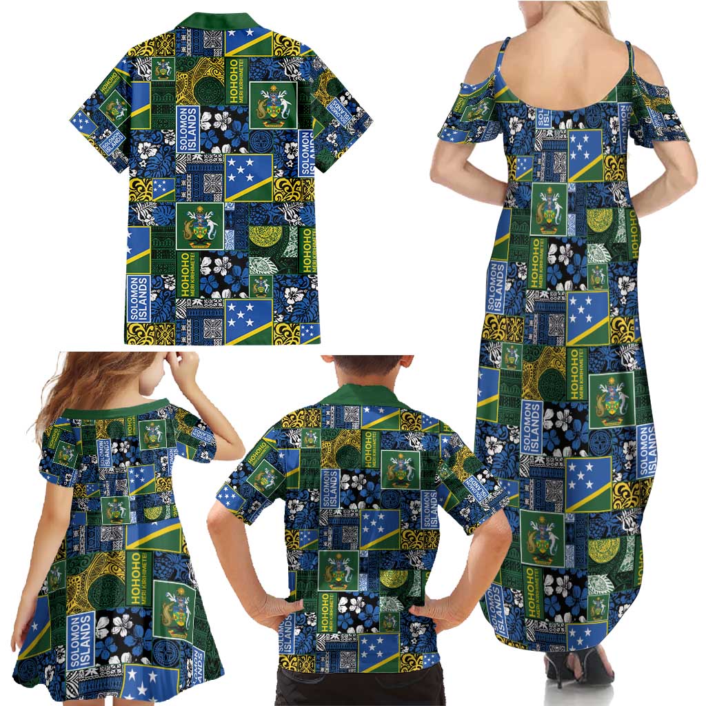 Solomon Islands Meri Kirihimete Family Matching Summer Maxi Dress and Hawaiian Shirt Pacific Patchwork Xmas Vibes - Polynesian Pride