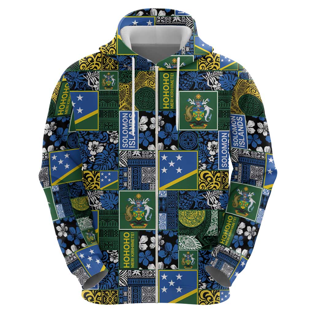 Solomon Islands Meri Kirihimete Hoodie Pacific Patchwork Xmas Vibes - Polynesian Pride