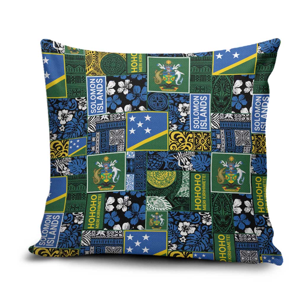 Solomon Islands Meri Kirihimete Pillow Cover Pacific Patchwork Xmas Vibes LT9 Blue - Polynesian Pride