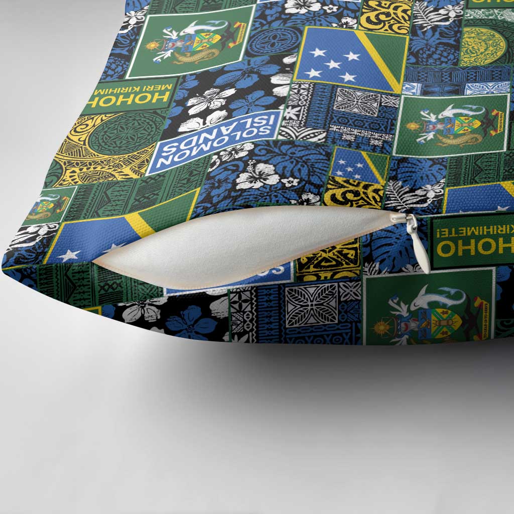 Solomon Islands Meri Kirihimete Pillow Cover Pacific Patchwork Xmas Vibes LT9 - Polynesian Pride