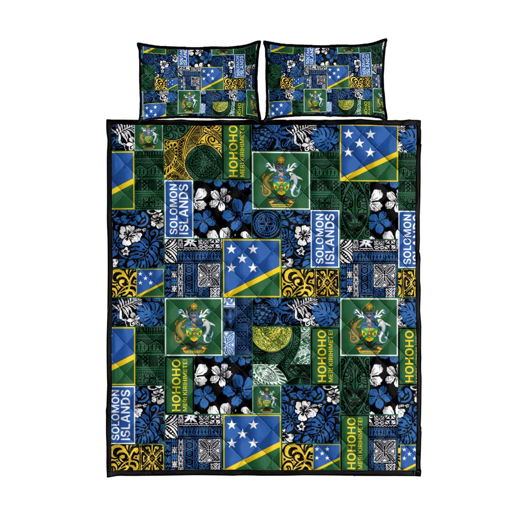 Solomon Islands Meri Kirihimete Quilt Bed Set Pacific Patchwork Xmas Vibes - Polynesian Pride