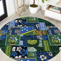 Solomon Islands Meri Kirihimete Round Carpet Pacific Patchwork Xmas Vibes LT9 Blue - Polynesian Pride