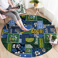 Solomon Islands Meri Kirihimete Round Carpet Pacific Patchwork Xmas Vibes LT9 - Polynesian Pride