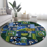 Solomon Islands Meri Kirihimete Round Carpet Pacific Patchwork Xmas Vibes LT9 - Polynesian Pride
