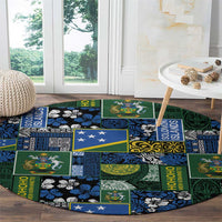 Solomon Islands Meri Kirihimete Round Carpet Pacific Patchwork Xmas Vibes LT9 - Polynesian Pride