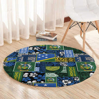 Solomon Islands Meri Kirihimete Round Carpet Pacific Patchwork Xmas Vibes LT9 - Polynesian Pride