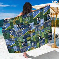 Solomon Islands Meri Kirihimete Sarong Pacific Patchwork Xmas Vibes LT9 One Size 44 x 66 inches Blue - Polynesian Pride