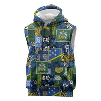 Solomon Islands Meri Kirihimete Sleeveless Hoodie Pacific Patchwork Xmas Vibes - Polynesian Pride