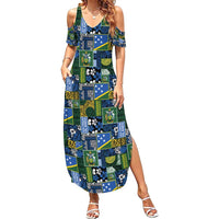 Solomon Islands Meri Kirihimete Summer Maxi Dress Pacific Patchwork Xmas Vibes - Polynesian Pride