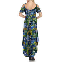 Solomon Islands Meri Kirihimete Summer Maxi Dress Pacific Patchwork Xmas Vibes - Polynesian Pride