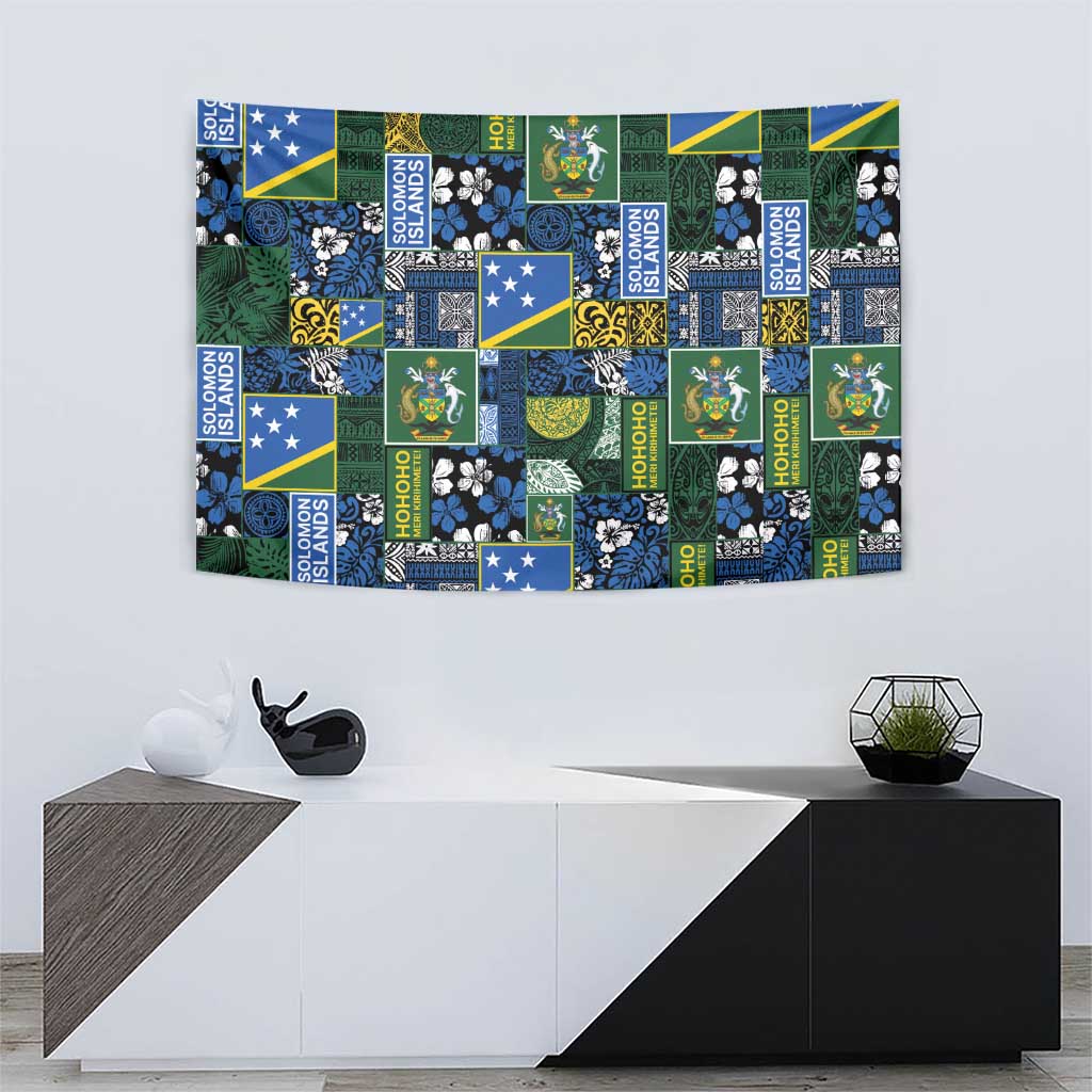 Solomon Islands Meri Kirihimete Tapestry Pacific Patchwork Xmas Vibes LT9 - Polynesian Pride