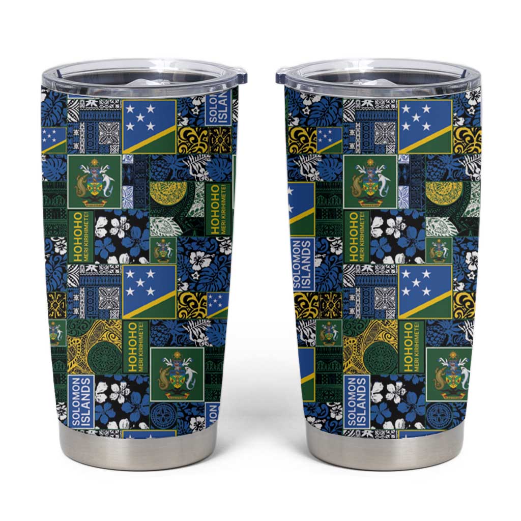 Solomon Islands Meri Kirihimete Tumbler Cup Pacific Patchwork Xmas Vibes - Polynesian Pride