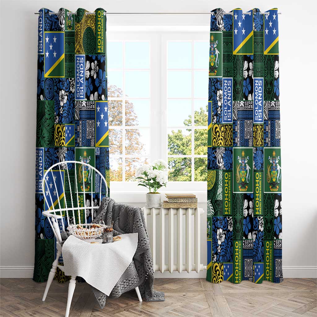 Solomon Islands Meri Kirihimete Window Curtain Pacific Patchwork Xmas Vibes - Polynesian Pride