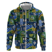 Solomon Islands Meri Kirihimete Zip Hoodie Pacific Patchwork Xmas Vibes LT9 Zip Hoodie Blue - Polynesian Pride