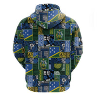 Solomon Islands Meri Kirihimete Zip Hoodie Pacific Patchwork Xmas Vibes LT9 - Polynesian Pride