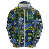 Solomon Islands Meri Kirihimete Zip Hoodie Pacific Patchwork Xmas Vibes LT9 - Polynesian Pride