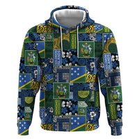 Solomon Islands Meri Kirihimete Zip Hoodie Pacific Patchwork Xmas Vibes LT9 Pullover Hoodie Blue - Polynesian Pride