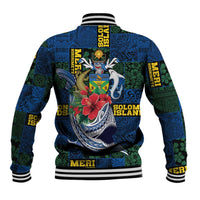 Solomon Islands Meri Kirihimete Baseball Jacket Funny Santa Riding Shark LT9 - Polynesian Pride