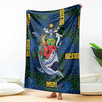 Solomon Islands Meri Kirihimete Blanket Funny Santa Riding Shark - Polynesian Pride
