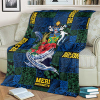Solomon Islands Meri Kirihimete Blanket Funny Santa Riding Shark - Polynesian Pride