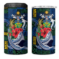 Solomon Islands Meri Kirihimete 4 in 1 Can Cooler Tumbler Funny Santa Riding Shark - Polynesian Pride