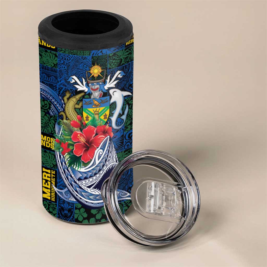 Solomon Islands Meri Kirihimete 4 in 1 Can Cooler Tumbler Funny Santa Riding Shark - Polynesian Pride