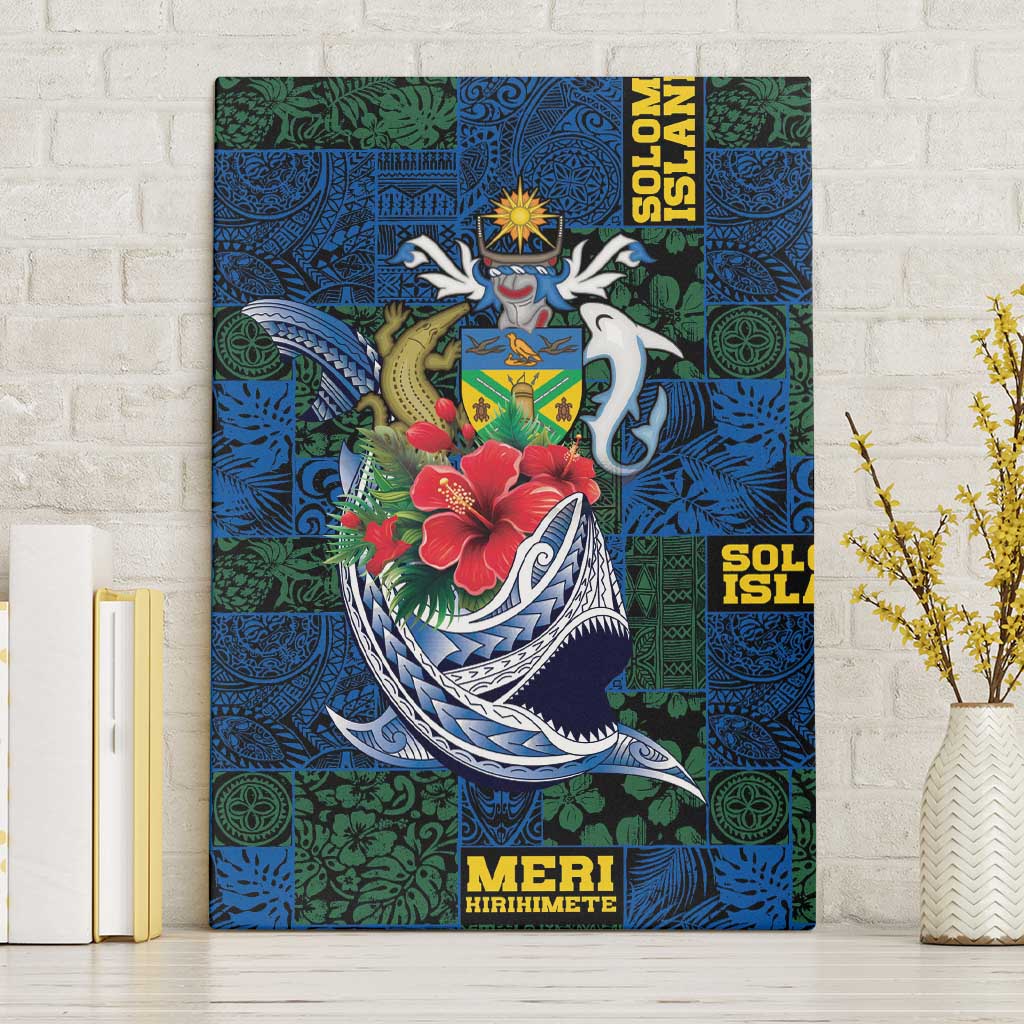 Solomon Islands Meri Kirihimete Canvas Wall Art Funny Santa Riding Shark - Polynesian Pride