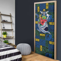 Solomon Islands Meri Kirihimete Door Cover Funny Santa Riding Shark - Polynesian Pride