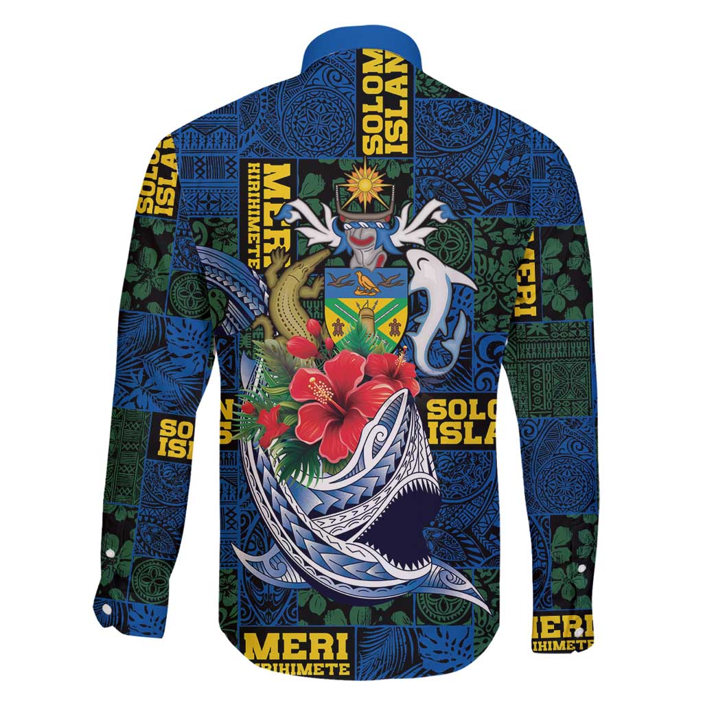 Solomon Islands Meri Kirihimete Family Matching Long Sleeve Bodycon Dress and Hawaiian Shirt Funny Santa Riding Shark - Polynesian Pride