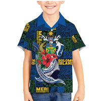 Solomon Islands Meri Kirihimete Family Matching Mermaid Dress and Hawaiian Shirt Funny Santa Riding Shark - Polynesian Pride