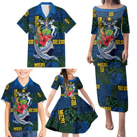 Solomon Islands Meri Kirihimete Family Matching Puletasi and Hawaiian Shirt Funny Santa Riding Shark - Polynesian Pride