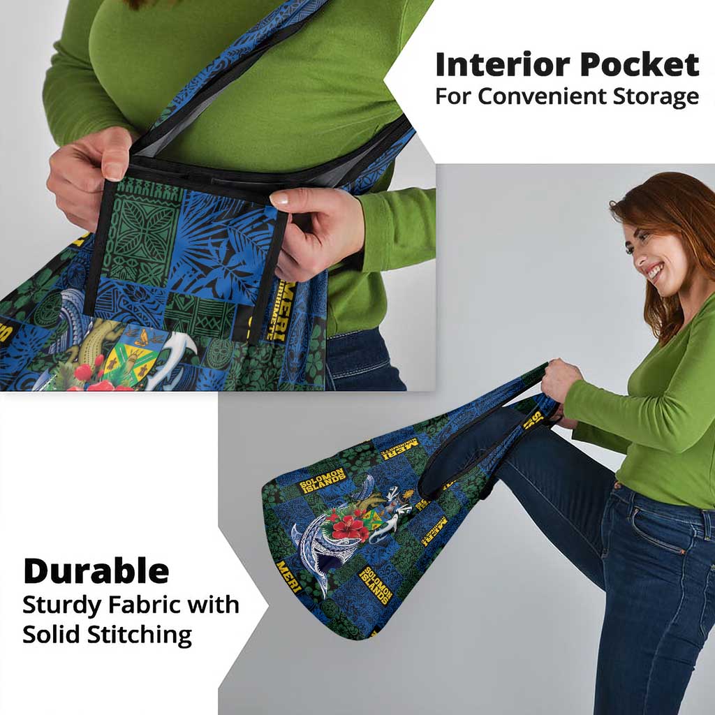 Solomon Islands Meri Kirihimete Grocery Bag Funny Santa Riding Shark - Polynesian Pride