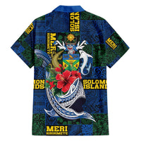 Solomon Islands Meri Kirihimete Hawaiian Shirt Funny Santa Riding Shark - Polynesian Pride